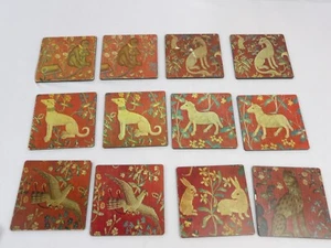 12 LADY CLARE HUNT OF THE UNICORN  4 x 4 VINTAGE COASTERS - Picture 1 of 12