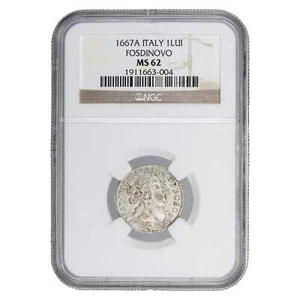 Italy 1667-A 1 Lui Fosdinovo Silver Coin - NGC MS-62 - Picture 1 of 4