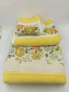 Rare Vintage JC Penney Set of 3 Fashion Manor Yellow Pansies Towel Set - Picture 1 of 13