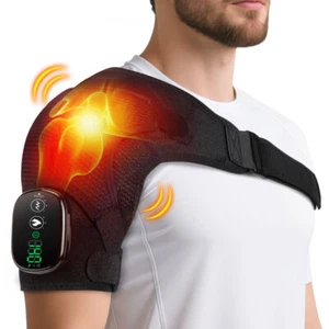 Electric Heated Shoulder Massager Brace with Vibration Massage Joint Pain Relief - Picture 1 of 17