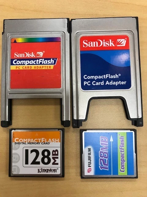 Set of two 128MB CompactFlash CF Card with PC Card Adapter - Image 1 of 1