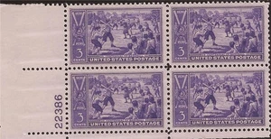 US Stamp 1939 Baseball Centennial Plate Block of 4 Stamps MNH #855 - Picture 1 of 1