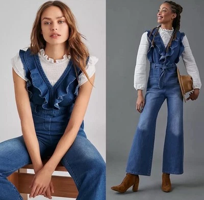 Комбинезон джинсовый с оборками Anthropologie Alena большой - Изображение 1 из 4