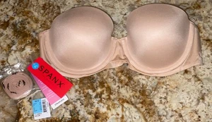 SPANX Pillow Cup Nude Strapless Convertible Push Up Underwire Bra Womens 32C - Picture 1 of 3