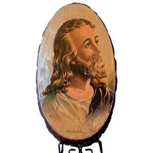 Vintage Holz Porträt von Jesus Christus Inspiration von McConnell 1942 rustikaler Glaube - Bild 1 von 6