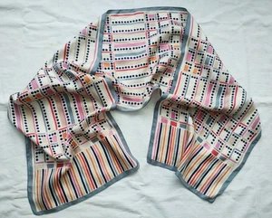 Vintage Liberty of London long silk scarf - spots & stripes print - 11x51 ins - Picture 1 of 6