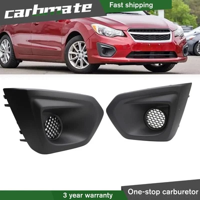 Front Bumper Fog Light Bezel Cover Pair Fit For 2012-2014 Subaru Impreza Black - Image 1 of 4