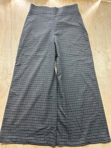 ZARA Houndstooth Wide Leg Pants Tweed Bloggers Sz L Black Gray 26” Inseam - Picture 1 of 5