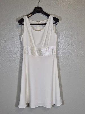JULIAN TAYLOR Off White Sleeveless Party Dress Size 12P - Image 1 of 4