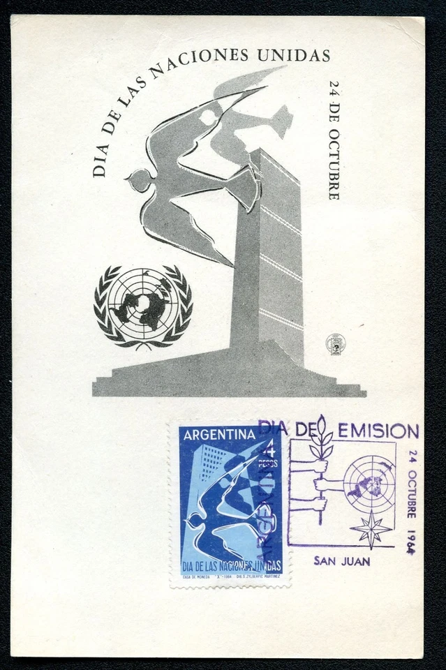 Argentine FD sheet #1286 UNITED NATIONS 1964 - Image 1 of 1