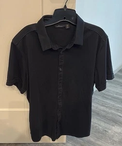 Marc Anthony kurzärmliges schwarzes lässiges Hemd mit Knopfleiste weiche Struktur Gr. XL - Bild 1 von 4