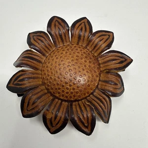 Vintage verzierte Leder Sonnenblumen Haarspange WUNDERSCHÖN - Bild 1 von 7