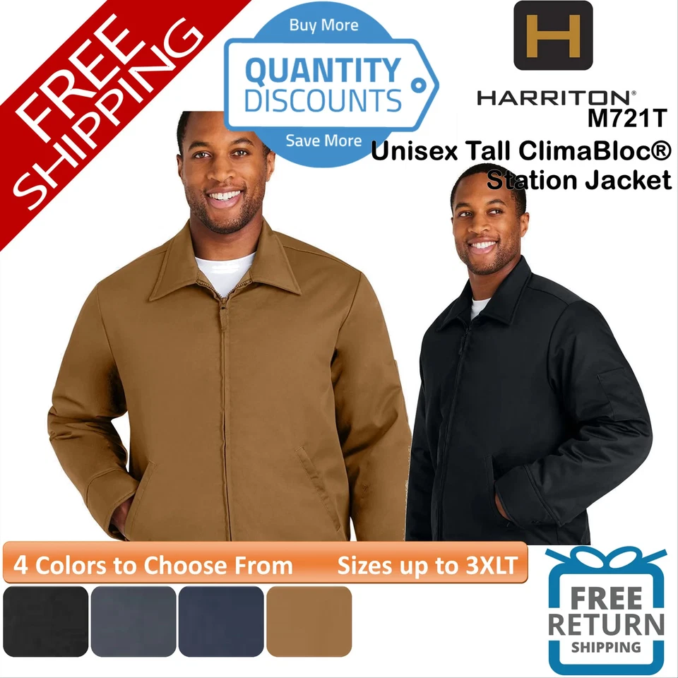 🔥 Harriton Unisex Tall ClimaBloc Station Jacket Pocket Up To 3XLT M721T - Image 1 of 1