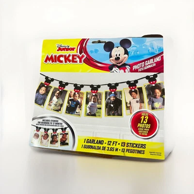 1-й день рождения Микки Маус 13 картина фото гирлянда набор, 12 футов, 13 наклейки новый - Изображение 1 из 2