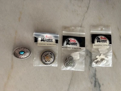 Lot of 4 Conchos 1.5" Silver and Black Screw Back Tandy Leather Co - Image 1 of 3