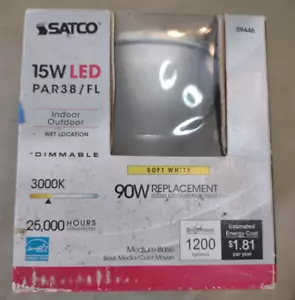 SATCO PAR38 40DEGREE Flood Dimmable LED Light Bulb - 3000K - 15W - 120V - Picture 1 of 3