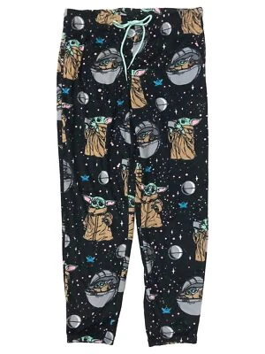 Star Wars Womens Black Velvet Baby Yoda Joggers Sleep Pant Pajama Bottom - Image 1 of 2