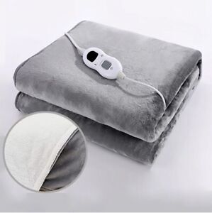 CALDA Electric Heated Throw Grey Energy Saving Blanket Fleece Bed Washable Soft