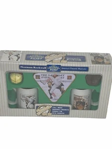 Saturday Evening Post Baseball Gift Set Mugs Magnets Tin New Old Stock 2004 - Picture 1 of 3