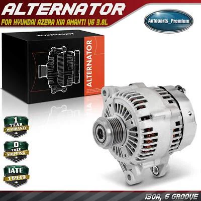 Alternador para Hyundai Azera 2006-2007 Kia Amanti V6 3.8L 130A 12V CW 6 ranuras Foto 1 de 4