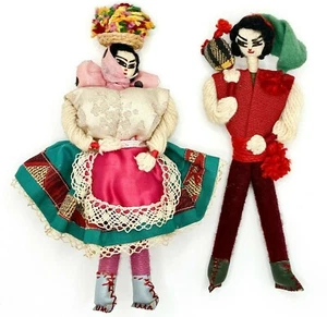 Vintage Lot of 2 Portugal Souvenir Dolls Man Woman Portuguese Costumes - Picture 1 of 5