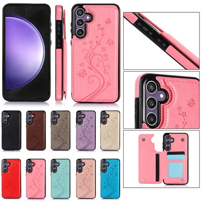 For Samsung Galaxy S25/S24/S23/S22/S21 Back Magnetic Stand Leather Wallet Case - Image 1 of 4