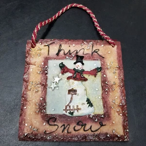 Snowman Hanging Wall Decor "Think Snow" 5" x 5" - Bild 1 von 5