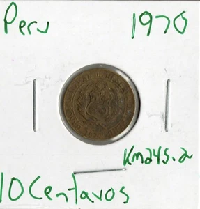 Moneda Perú 10 Centavos 1970 KM245.2 - Imagen 1 de 4