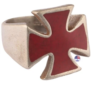 Iron Cross German big Ring 835 Silver WW1 wwI WW2 wwII Knights Templar Celtic - Picture 1 of 16