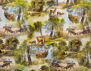 Tischdecke Wachstuch Wachstischdecke Jagd Tier Hirsch Reh  Wald Rund-Eckig-Oval - Bild 1 von 5