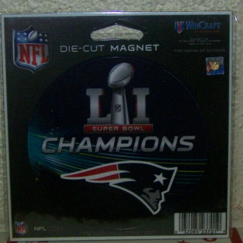 1 New England Patriots NFL Champions Super Bowl 51 Die-cut Auto Round Magnet 4" Cover