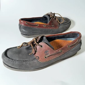 Timberland Brown Leather Two Eyelet Lace Mens Casual Walking Loafers Size 10M - Picture 1 of 9