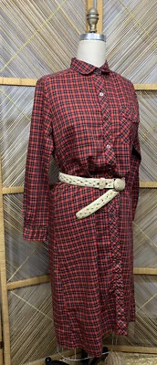 Vintage Dress Scottish Plaid 1960s Mod Medium - Image 1 of 4
