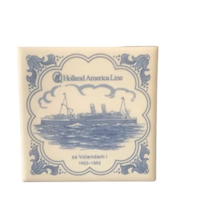 Azulejo de cerámica vintage Holland America Line Delft SS Volendam I - Imagen 1 de 7