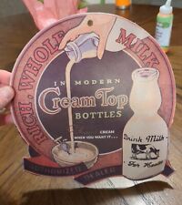 CREAM TOP Bottles ADVERTISING AUTHORIZED DEALER CARDBOARD DISPLAY SIGN Vintage