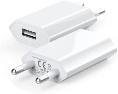 2 Pezzi Universale Caricatore USB Da Muro, 5V 1A Caricabatterie Alimentatore Com - Immagine 1 di 4