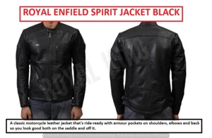 Totalmente Nueva ""Chaqueta de Cuero Espíritu"" Royal Enfield Negra - Imagen 1 de 11