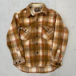 Vintage 1960s Yellow and White Plaid Flannel C.P.O. Made in Korea - Picture 1 of 8