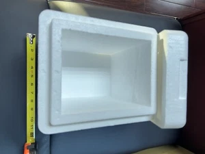 Styrofoam Shipping Box Cooler With Lid 10.25"X11"X9" Exterior, Used Once - Picture 1 of 4