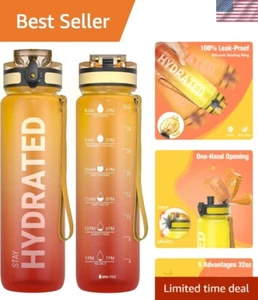 Water Bottles, 32oz Motivational Sports Water Bottle with Time Marker - Times... - Picture 1 of 13