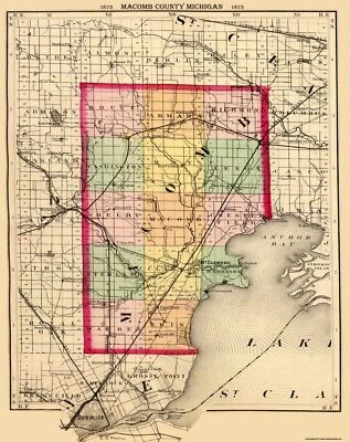 Historic County Map - Macomb County Michigan - Walling 1873 - 23 x 29 - Image 1 of 4