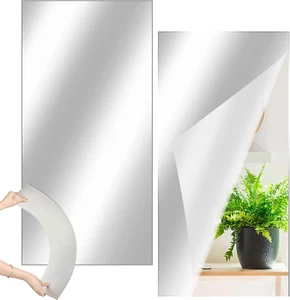 2 Pcs Home Gym Mirrors 12" X 24" Acrylic Wall Mirror Tiles 2Mm Thick Self Adhesi - Picture 1 of 6