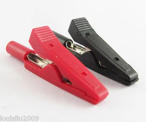 10 piezas Adaptador de prueba de clip de cocodrilo completamente aislado a 2 mm hembra plátano rojo negro - Imagen 1 de 5
