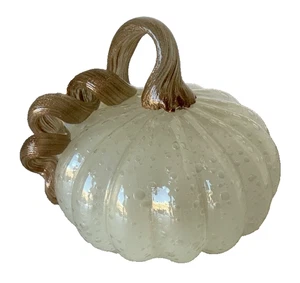 Fall Autumn Harvest Glass Pumpkin Holiday Home Accent Thanksgiving Decoration - Picture 1 of 6