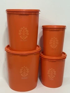 Botes y tapas anidación Starburst cosecha naranja TUPPERWARE Servalier años 70 de colección - Imagen 1 de 18