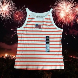 Girls 10/12 Patriotic, American Flag July Fourth Tank Top Red White 4th Of July - Picture 1 of 6
