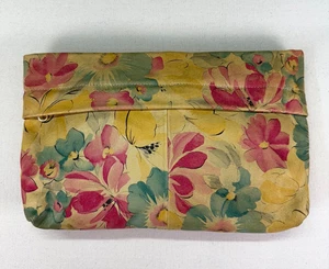 Cartera sin asas vintage de cuero Samir Boho floral hecha en EE. UU. años 80 cabaña floral - Imagen 1 de 9