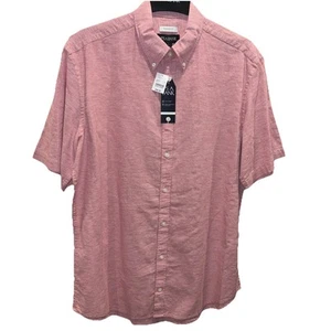 Jos. A. Bank Linen Shirt  Mens Size L Tailored Fit Salmon Short Sleeve NWT - Picture 1 of 4