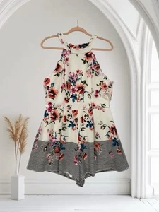 TRIXXI Floral Halter Romper Women’s Juniors Size XL Stretch Elastic Waist - Picture 1 of 23