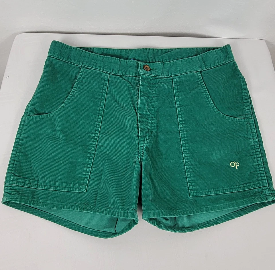 Pantalones Cortos De Colección Años 80 Ocean Pacific Para Hombres Talla 36 Verde Pana OP Dogtown Long Riders Foto 1 de 4